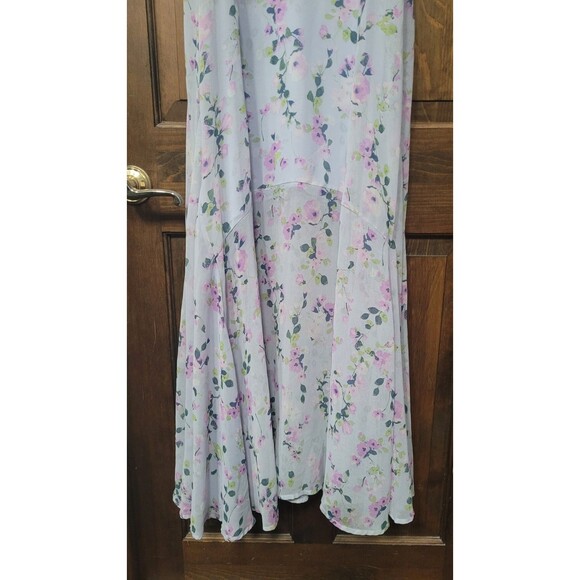 Altar'd State Sundress Women's MEDIUM Maxi Long Blue Floral Chiffon Slits Straps - Picture 3 of 9